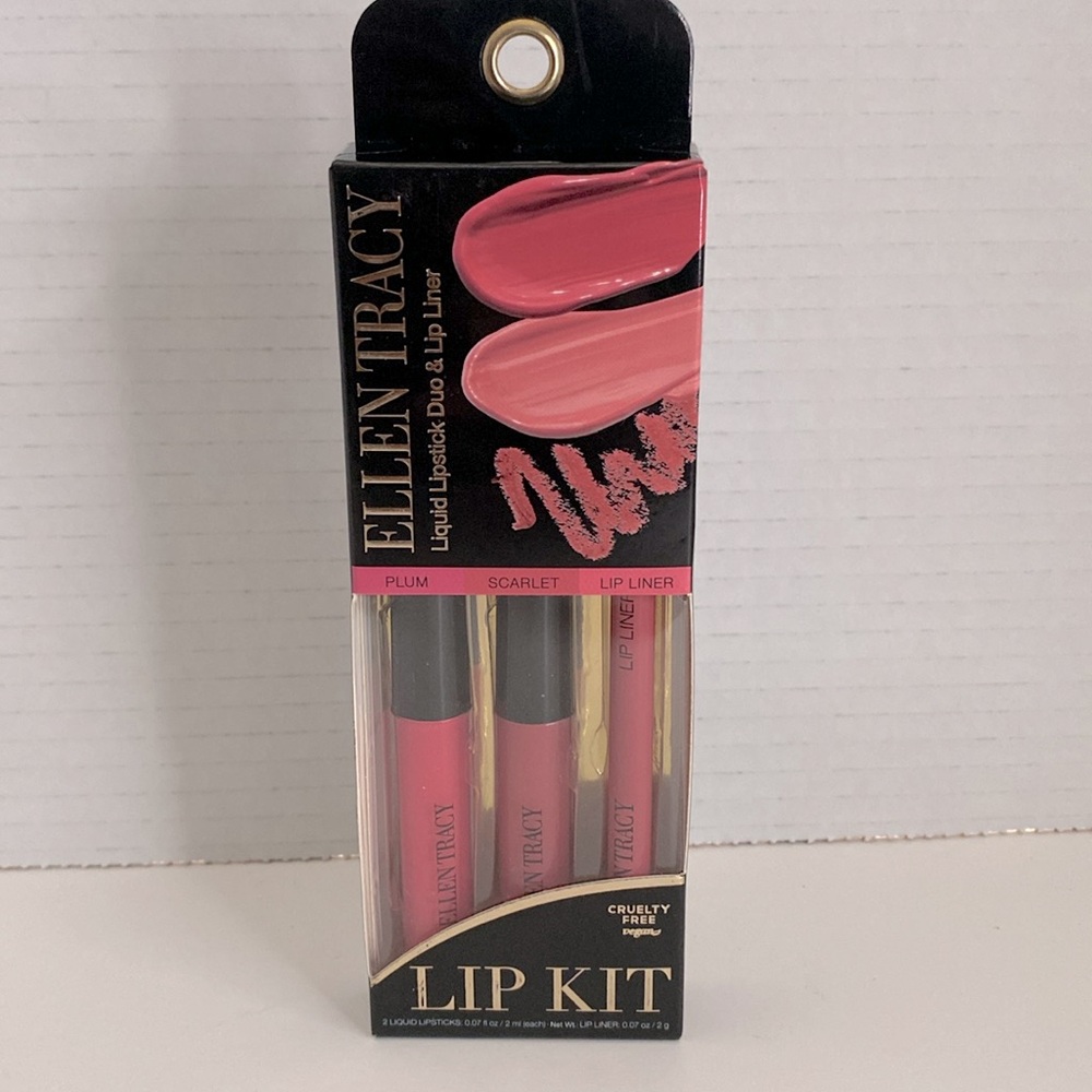 Ellen Tracy Liquid Lipstick Duo and Lip Liner in Plum & Scarlet